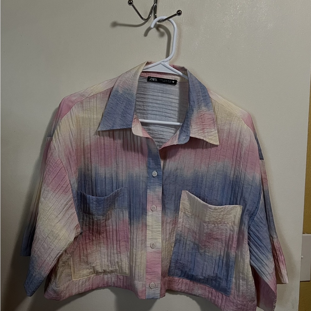 Zara Pastel Striped Button-Up Shirt